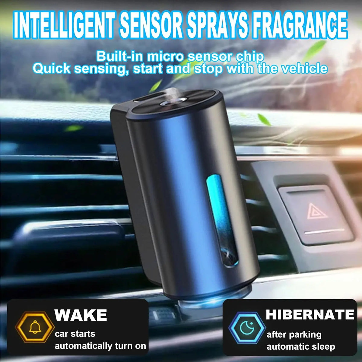 Ambientador Coche Recargable con Difusor Inteligente USB LED RGB
