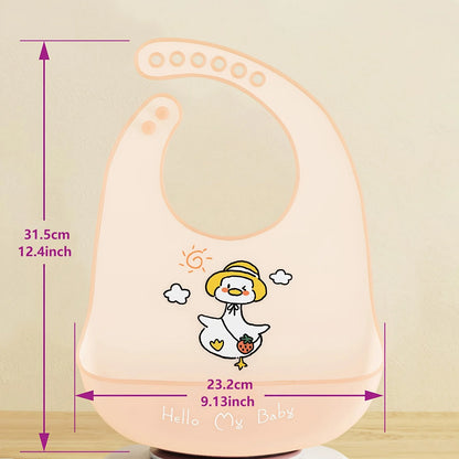 Babero de Silicona Impermeable para Bebé con Bolsillo Recogemigas