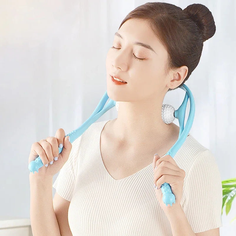 Masajeador Manual de Cuello con Doble Rodillo para Cervicales