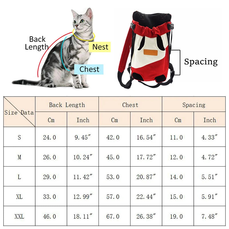 Mochila Transportadora Frontal para Gatos y Perros Pequeños