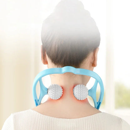 Masajeador Manual de Cuello con Doble Rodillo para Cervicales