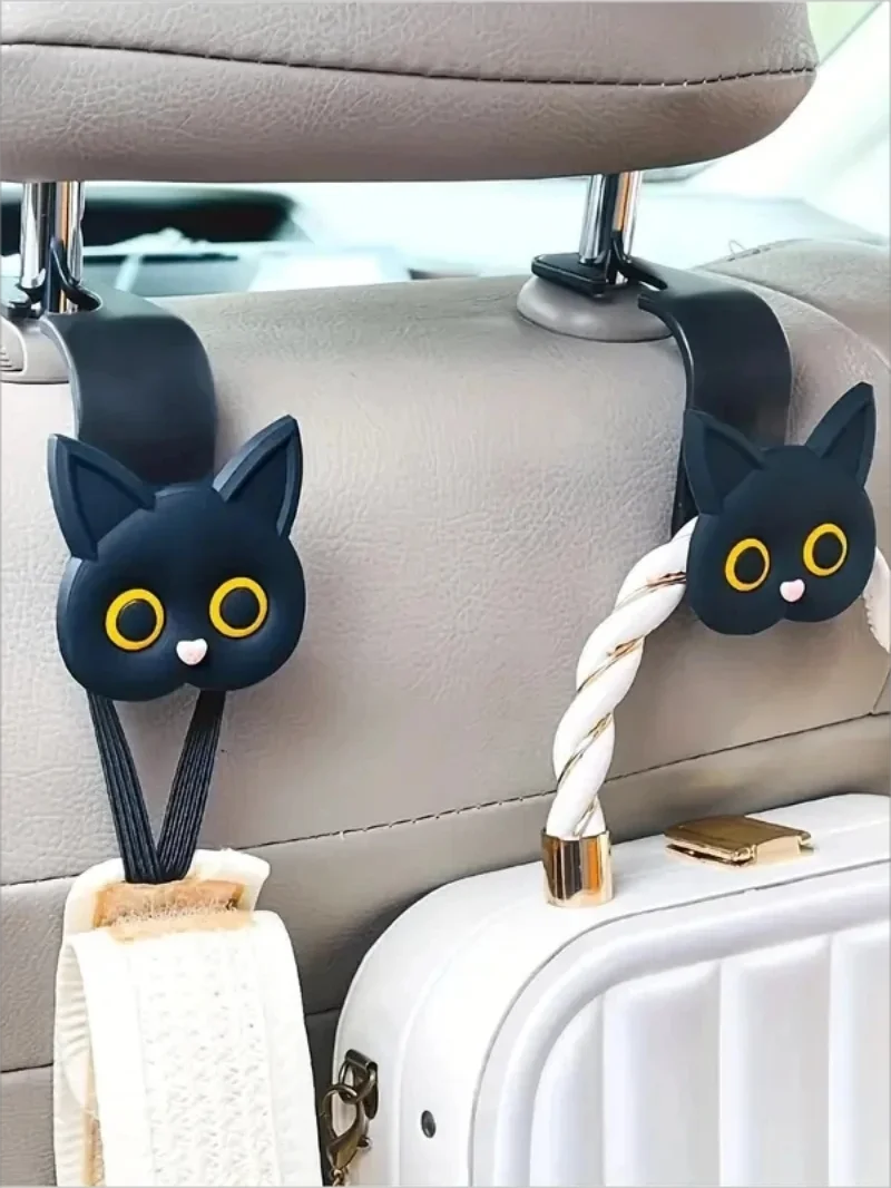 Ganchos para Reposacabezas de Coche con Diseño de Gato 3D 2 Uds