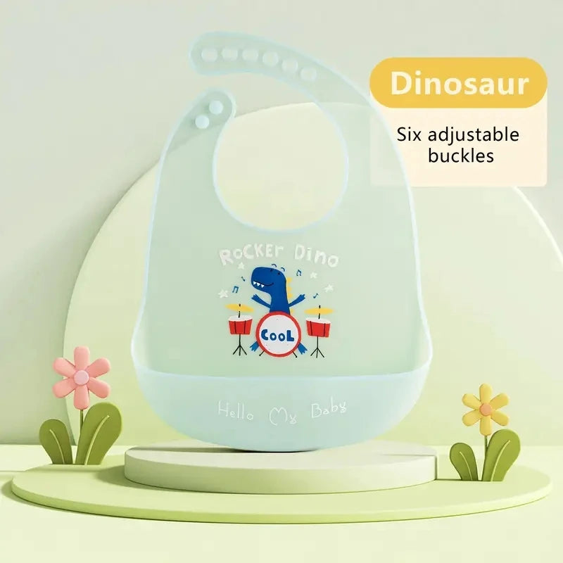 Babero de Silicona Impermeable para Bebé con Bolsillo Recogemigas
