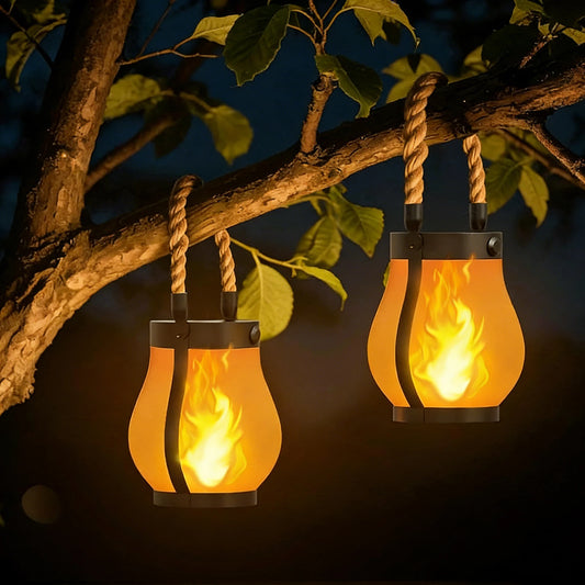 Farol Solar LED Colgante con Efecto Llama para Jardín IP65